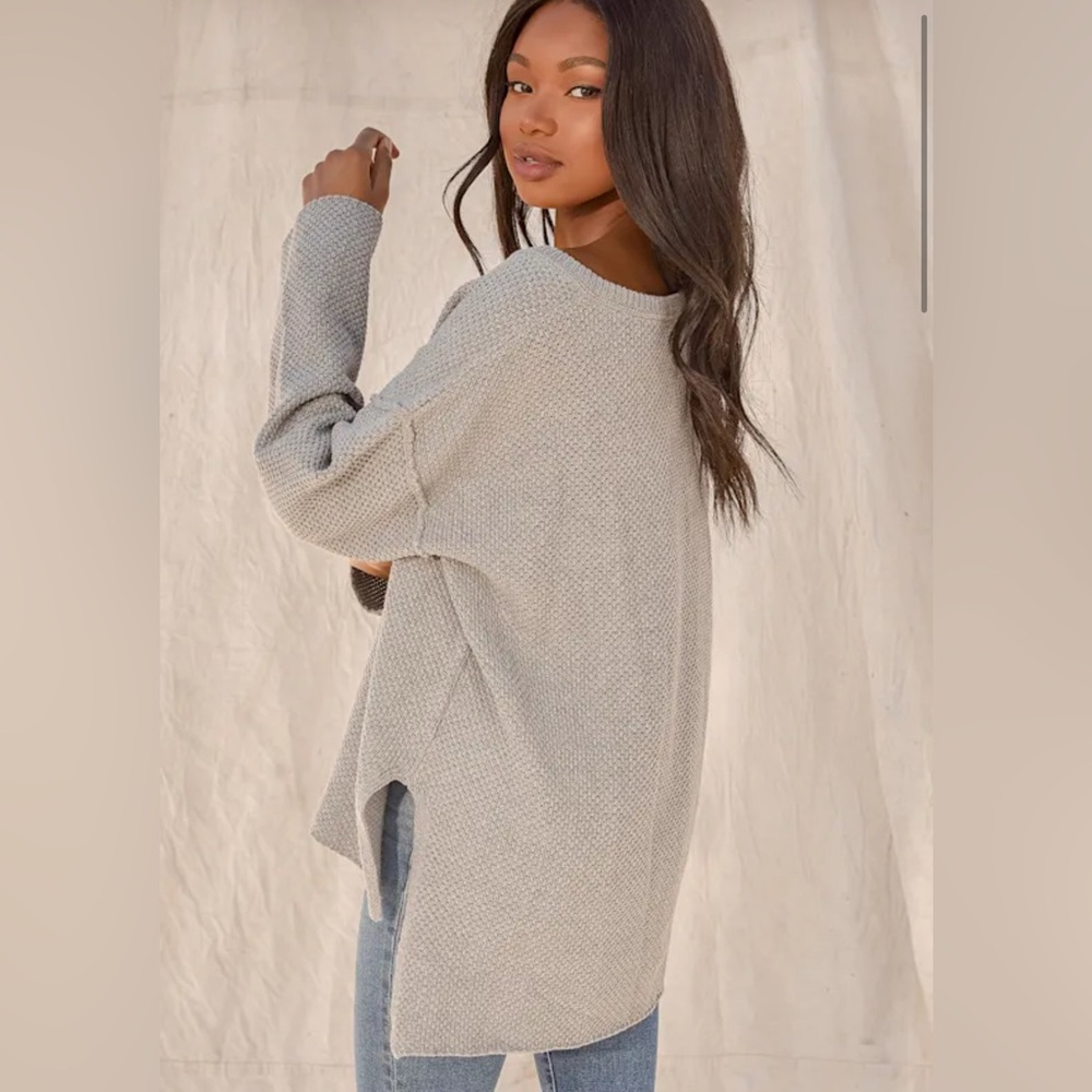 Lulus Cold Days Grey Knit Oversized Sweater Top - Size XS